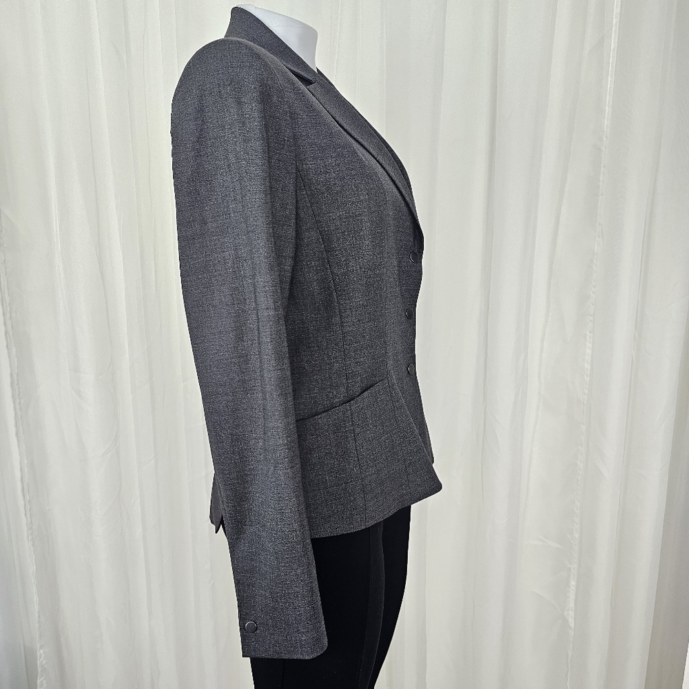 Elie Tahari snap button two-tone gray wool blazer size 8 - Picture 5 of 14